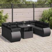 vidaXL Loungegrupp 10 delar med svarta dynor konstrotting