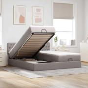 vidaXL Ottoman sängram med madrasser taupe 200x200 cm tyg