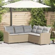 vidaXL L-formad soffsoffa med kuddar beige konstrotting