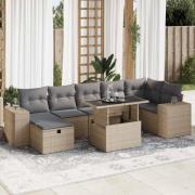 vidaXL Soffgrupp för trädgården med dynor 5 delar beige konstrotting