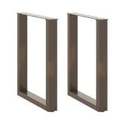 vidaXL Matbordsben U-formad 2 st naturstål 70x(72-73) cm stål