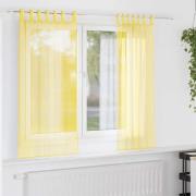 vidaXL Voile gardiner med öglor 2 st gul 140x175 cm