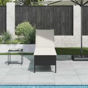 vidaXL Solstol med dyna svart 55x200x44cm konstrotting