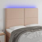 vidaXL Sänggavel LED cappuccino 144x5x118/128 cm konstläder