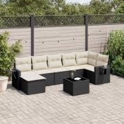 vidaXL Loungegrupp för trädgården med dynor 8 delar svart konstrotting