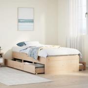 vidaXL Sängram utan madrass med lådor 90x190 cm massiv furu