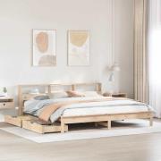 vidaXL Säng med bokhylla utan madrass 180x200cm massiv furu
