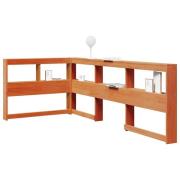vidaXL Bokhylla sänggavel L-formad vaxbrun 90 cm massiv furu