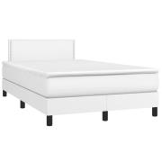 vidaXL Ramsäng med madrass & LED vit 120x190 cm konstläder