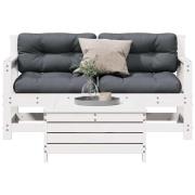 vidaXL Loungegrupp med dynor 3 delar vit massiv furu