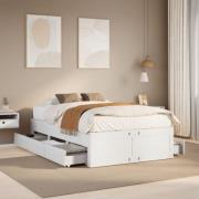 vidaXL Sängram utan madrass med lådor vit 135x190 cm massiv furu