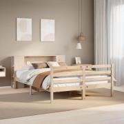 vidaXL Säng med bokhylla utan madrass 160x200cm massiv furu