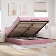 vidaXL Ottoman sängram med madrasser rosa 200x200 cm sammet
