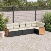 vidaXL Loungegrupp med dynor 6 delar svart konstrotting