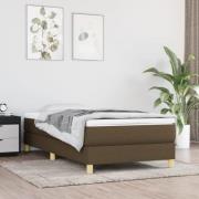 vidaXL Boxspring-sängram mörkbrun 90x200 cm tyg