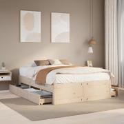vidaXL Sängram utan madrass med lådor 140x190 cm massiv furu