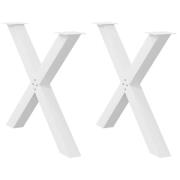 vidaXL Matbordsben X-formad 2 st vit 90x(72-73) cm stål