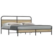 vidaXL Sängram utan madrass metall rökfärgad ek 180x200 cm
