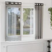 vidaXL Voile gardiner med genomföringar 2 st svart 140x140 cm