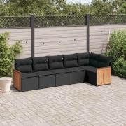 vidaXL Loungegrupp med dynor 6 delar svart konstrotting