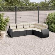 vidaXL Loungegrupp med dynor 6 delar svart konstrotting