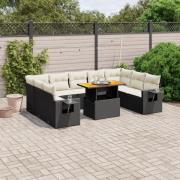 vidaXL Loungegrupp 10 delar med svarta dynor konstrotting