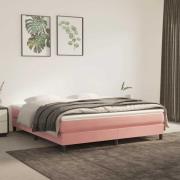 vidaXL Pocketresårmadrass rosa 160x220x20 cm sammet