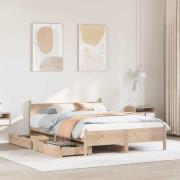 vidaXL Sängram utan madrass 135x190 cm massiv furu