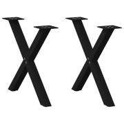 vidaXL Soffbordsben X-formade 2 st svarta 60x(42-43) cm stål