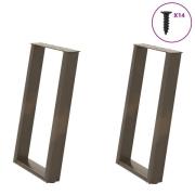 vidaXL Matbordsben U-formade 2 st naturstål 60x(72-73) cm stål