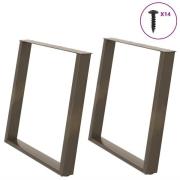 vidaXL Matbordsben U-formad 2 st naturstål 90x(72-73) cm stål