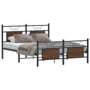 vidaXL Sängram utan madrass brun ek 150x200 cm konstruerad trä