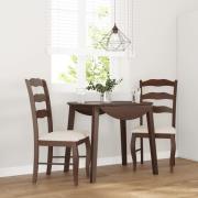 vidaXL Matstolar med dynor 2 st, brunt massivt trä gummi