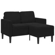 vidaXL 2-sitssoffa med schäslong L-formad svart 125 cm sammet