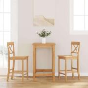 vidaXL Barstolar 2 st, naturligt massivt trä, gummi