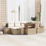 vidaXL 7-delat Trädgårdsoffset med kuddar Beige Polyrotang