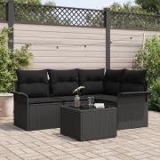 vidaXL 5-delat trädgårdsoffas med kuddar Beige poly rattan