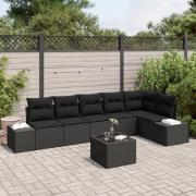 vidaXL 7-delat Trädgårdssoffset med Kuddar Beige Poly Rattan