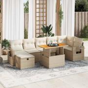 vidaXL Soffgrupp för trädgården med dynor 5 delar beige konstrotting
