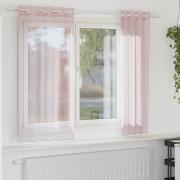 vidaXL Voile gardiner med genomföringar 2 st ljusrosa 140x140 cm