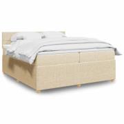 vidaXL Ramsäng med madrass gräddvit 200x200 cm tyg
