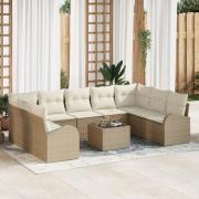 vidaXL 10 Delars Trädgårdsoffset med Kuddar Brown Poly Rattan