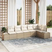 vidaXL 6 Delars Trädgårdsoffa Set med Kuddar Beige Poly Rattan