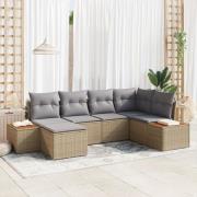 vidaXL 6-delat trädgårdsoff-set med Kuddar Beige Polyroting Acacia