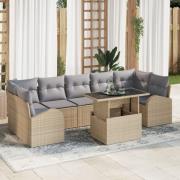 vidaXL 8 Delars Trädgårdsoffset med Kuddar Beige Poly Rotting