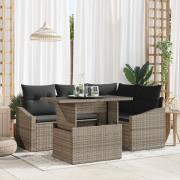vidaXL 5-delat trädgårdssoffset med kuddar grå poly rattan