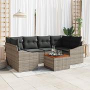 vidaXL 7-delad trädgårdsoff set med kuddar i grå poly rattan och akaci...