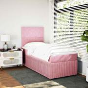 vidaXL Ramsäng med madrass rosa 90x190 cm sammet