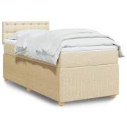 vidaXL Ramsäng med madrass gräddvit 90x190 cm tyg