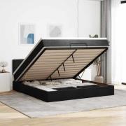 vidaXL Ottoman sängram med madrass svart 160x200 cm tyg